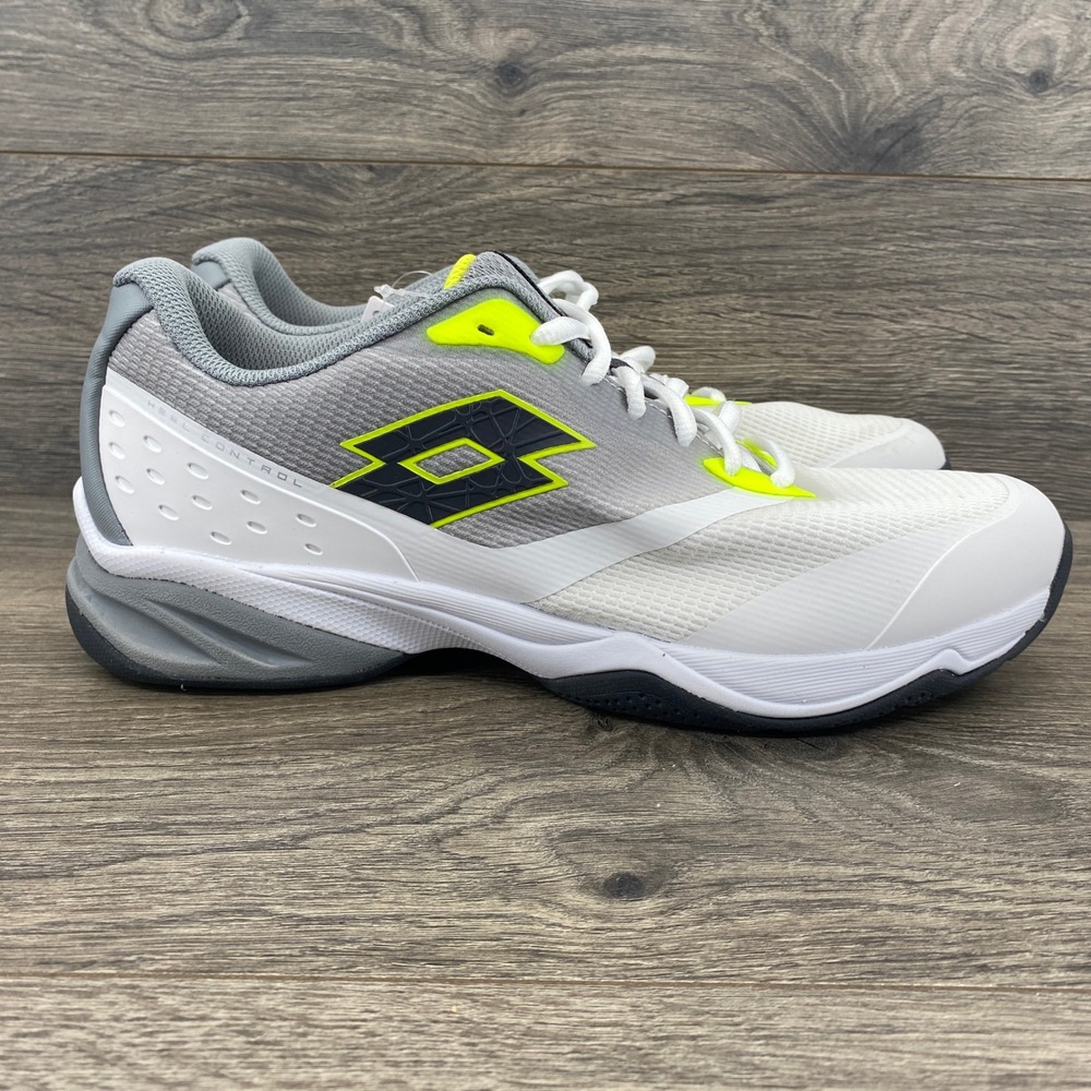 Lotto Tennis Shoes Mens Size 10 White Grey Neon Yellow Performance Sneakers